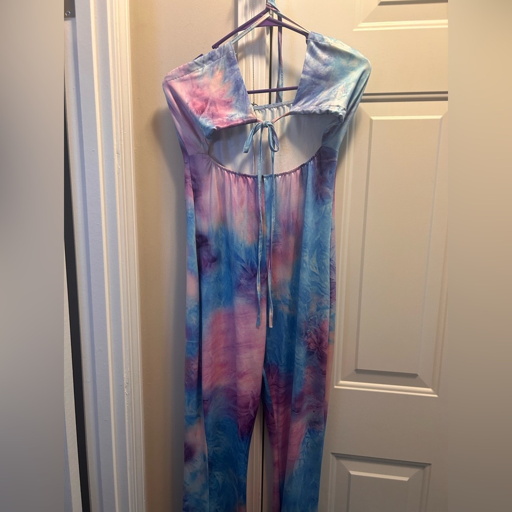 SHEIN Tie-Dye Jumpsuit in Blue and Pink